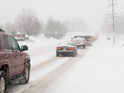 Cars on a snowy road