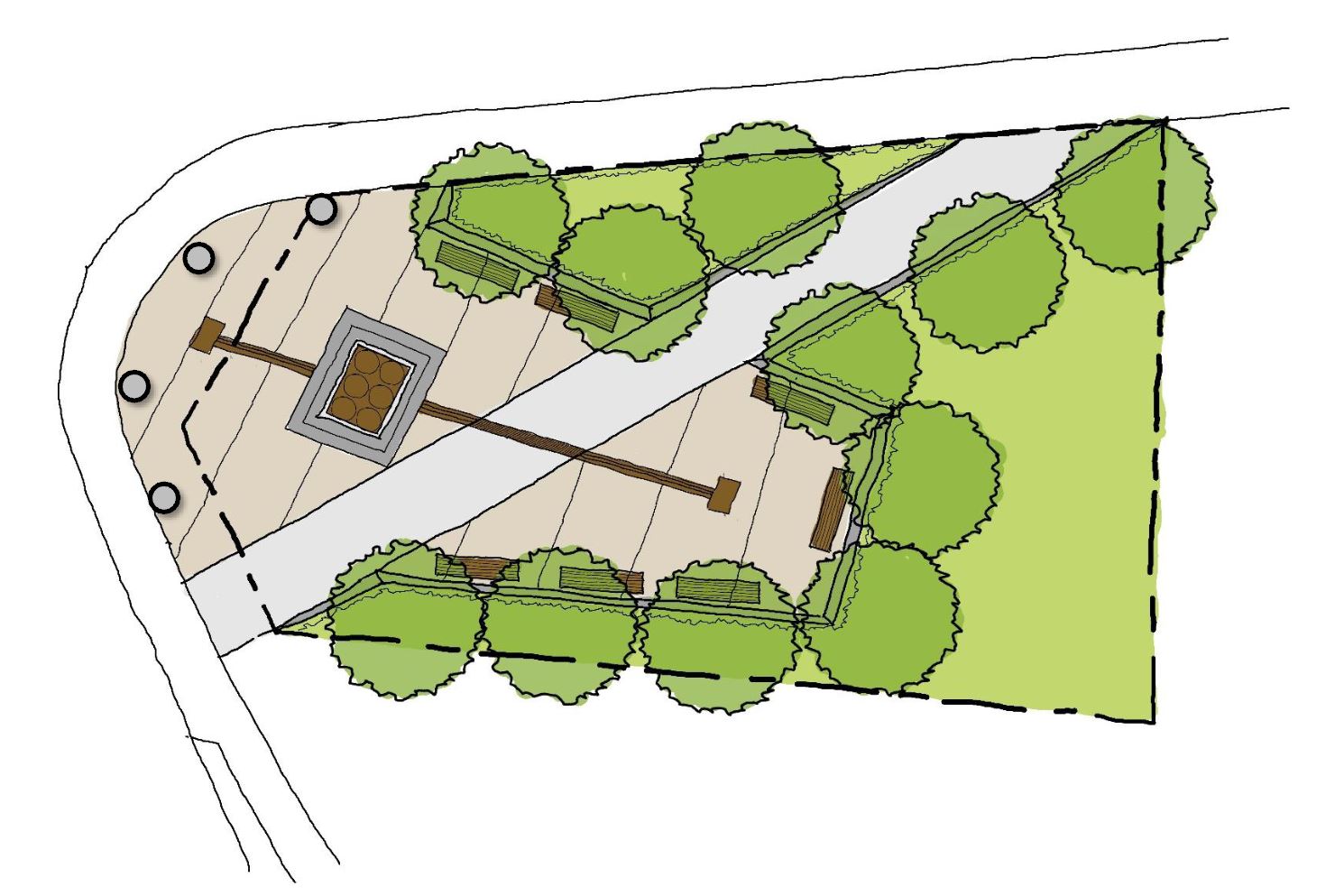 Overhead concept sketch of parkette