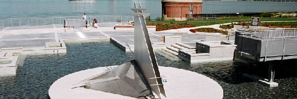 Riverfront fountain and platform