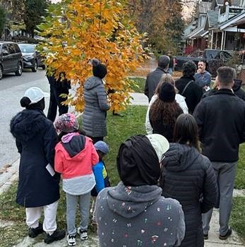 Residents gathered outside at Windsor Safety and Crime Prevention Walk