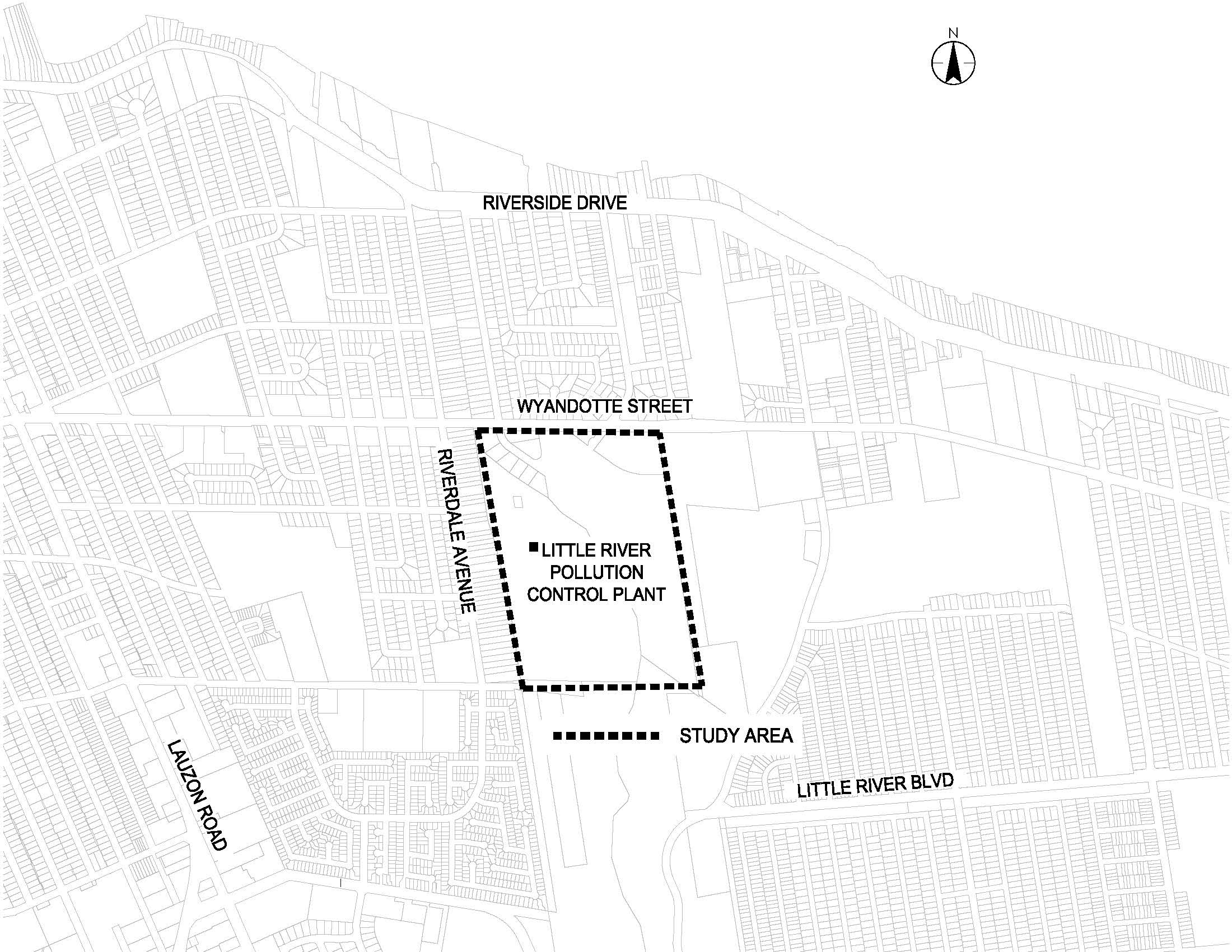 Little River Pollution Control Plant Expansion Municipal Class Environmental Assessment study area map Little River Pollution Control Plant Expansion Municipal Class Environmental Assessment study area map, as detailed below