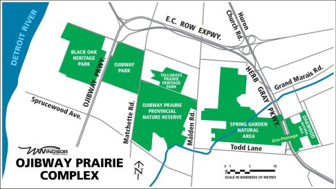 Ojibway Prairie Complex map