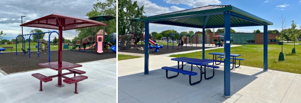 Fontainebleau Park umbrella seating and shade structure
