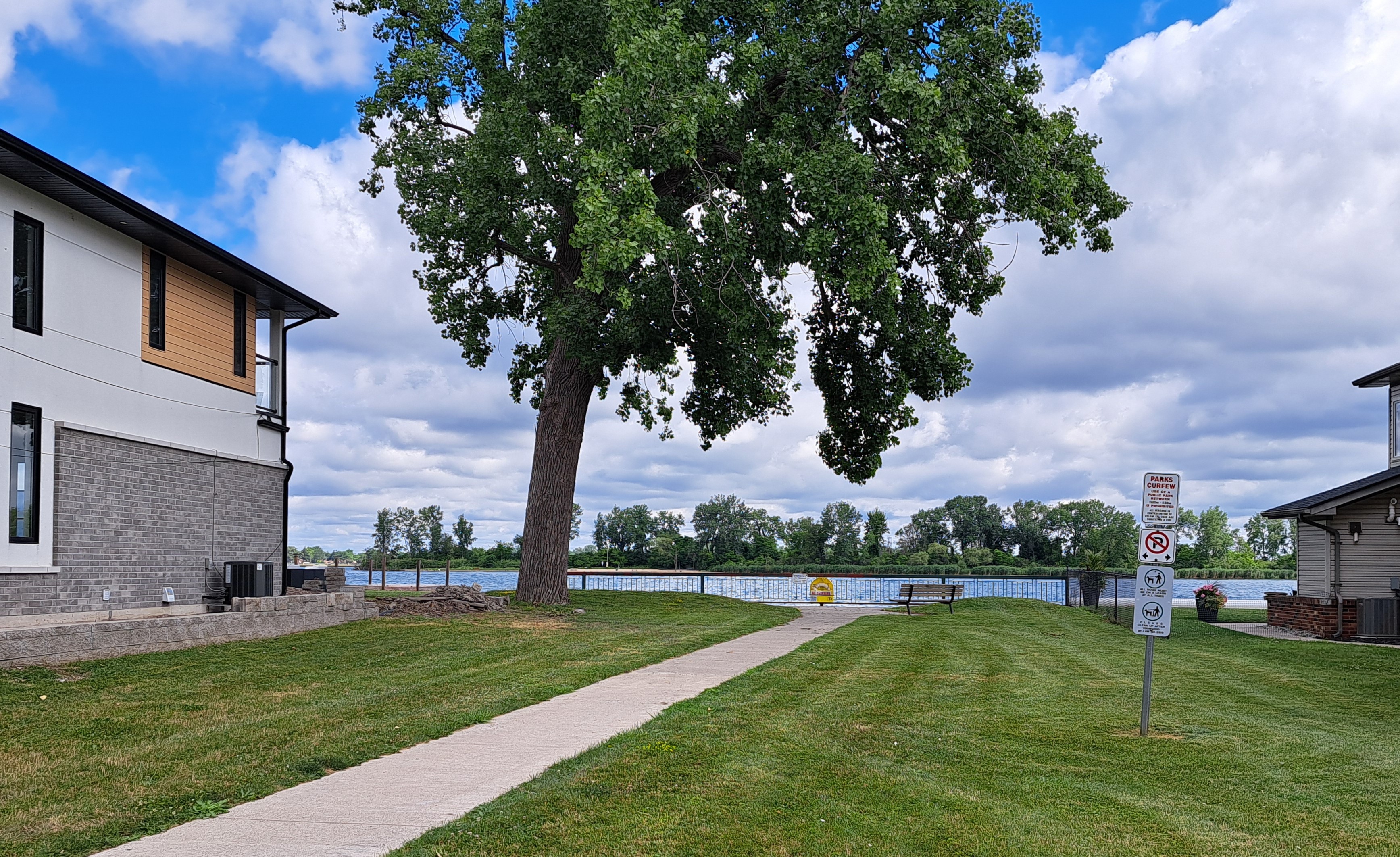 View of Peche Island from shoreline of Detroit River