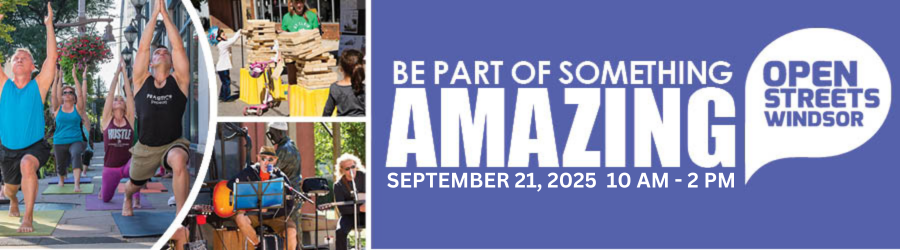 Words, Be Part of Something Amazing, Sunday, September 21, 2025, 10 a.m. to 2 p.m. and collage of yoga, Jenga, and musicians