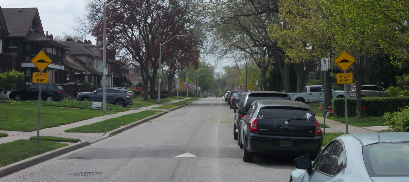Speed hump on Victoria Avenue, Windsor, Ontario