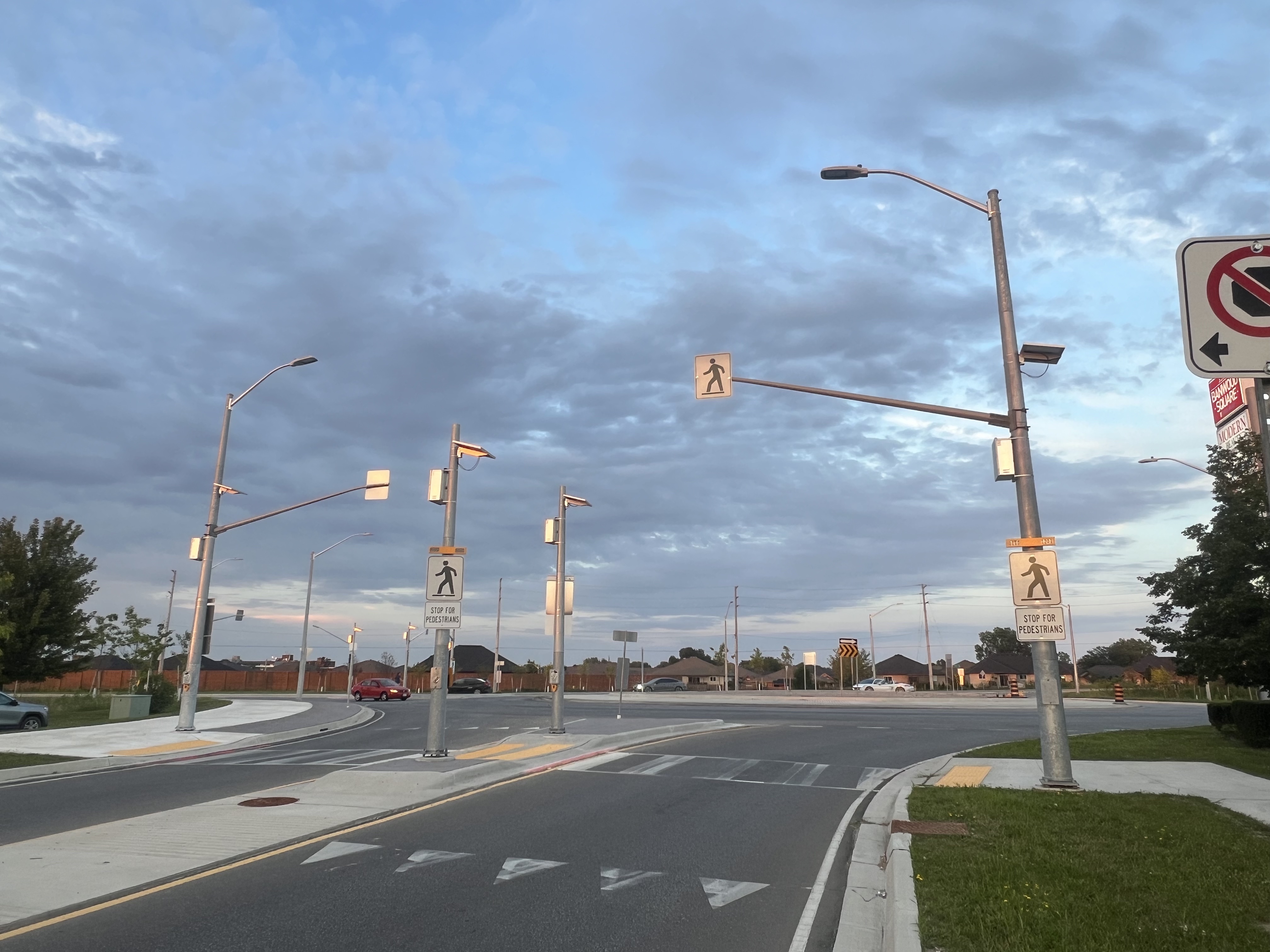 Pedestrian Crossover at Banwell Road and Mulberry Drive Roundabout in Windsor, Ontario