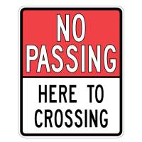No Passing Here to Crossing Sign